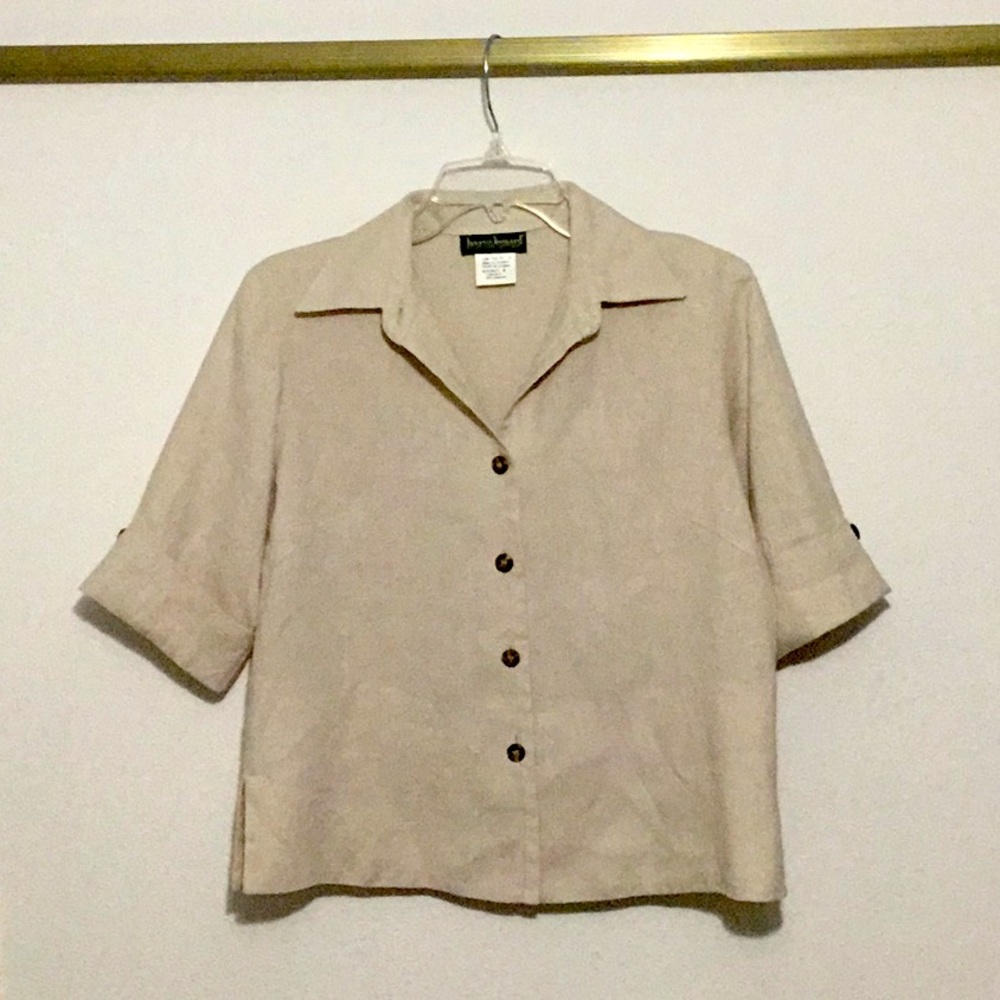 Harve Bernard 4 Flax Linen Blouse with Collar